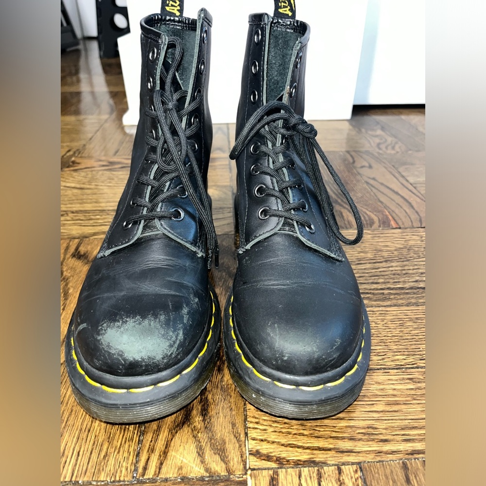 Doc Martens 1460 Lace Up Combat Boots in Black Smooth Leather